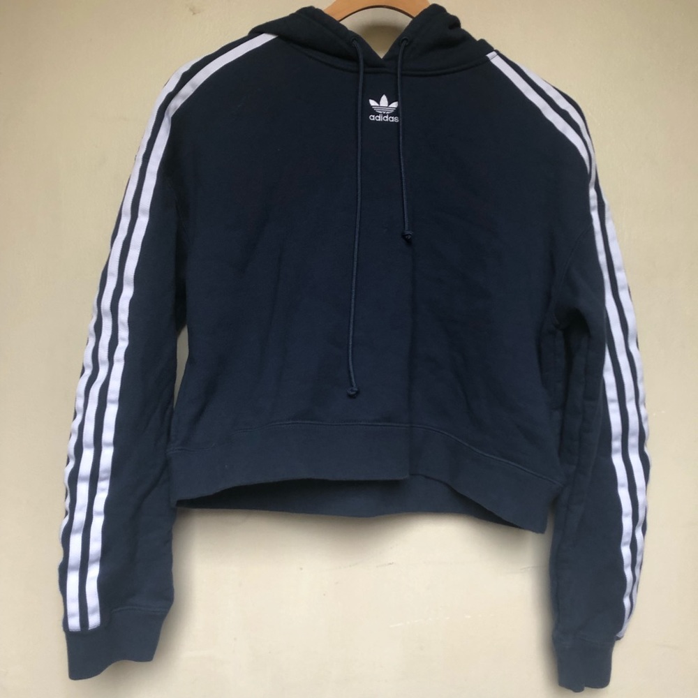 Adidas Original blue cropped trefoil hoodie - Picture 5 of 8